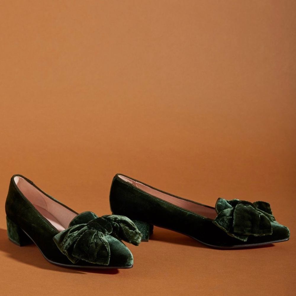 NIB Bisue green velvet ballerina loafers - Anthropologie | coquette